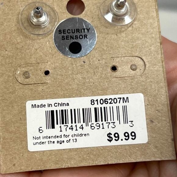 Silver tone with printed turquoise pattern embellishment dangling earrings - Picture 5 of 5